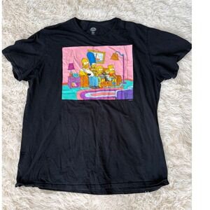 The Simpsons Family Couch Black Graphic‎ T-Shirt Mens 2XL Cartoon TV Show